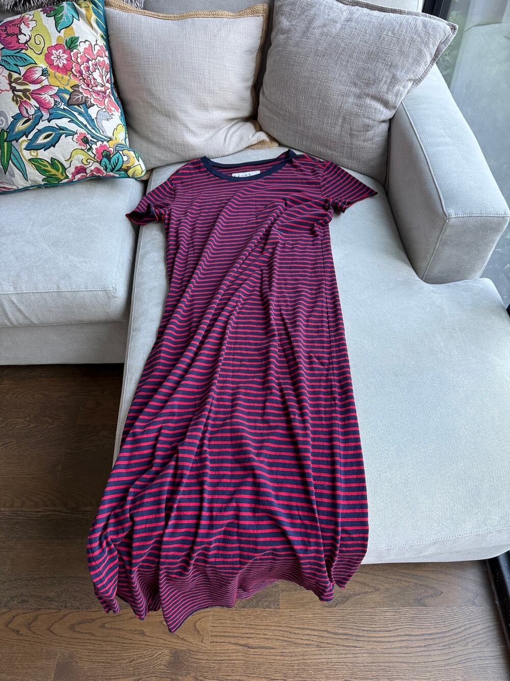 Frank & Eileen XL Cotton Tee Dress Red Navy Stripe